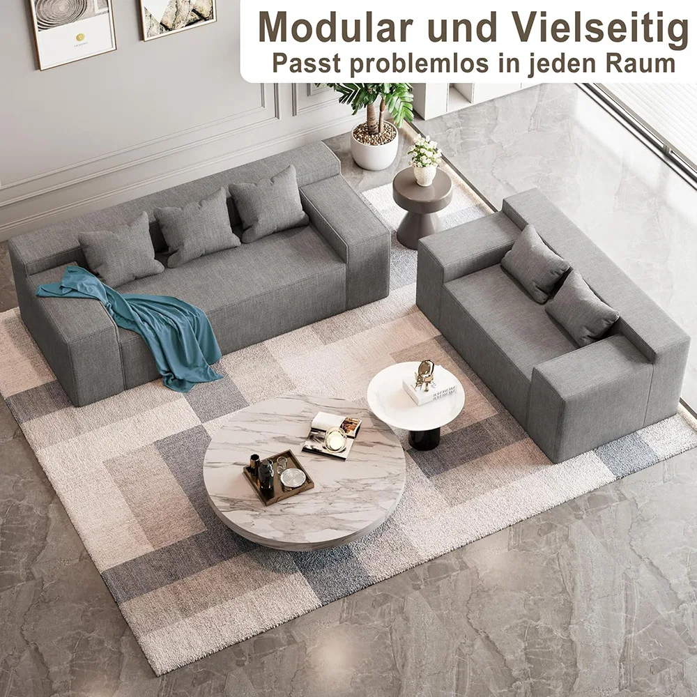 Urban 3-Person Living Room Sofa Set Amazon's Large Pure Sponge Fabric with 3 Compressible Pillows for Small Spaces