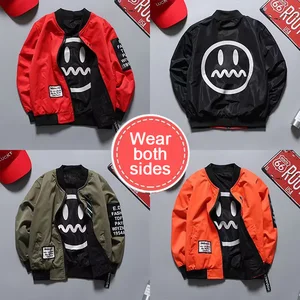 Customized  Spring Autumn Fashion Reversible Baseball Jacket for Children Boys' Style with Zipper Closure Clothes for Kids