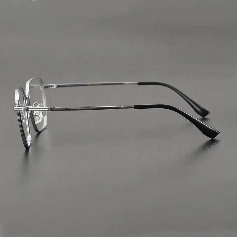 High-End Business Retro Computer Style Ultra Light Pure Titanium Luxury Eyewear Glasses Frame Men Anti-Reflection Glasses Case