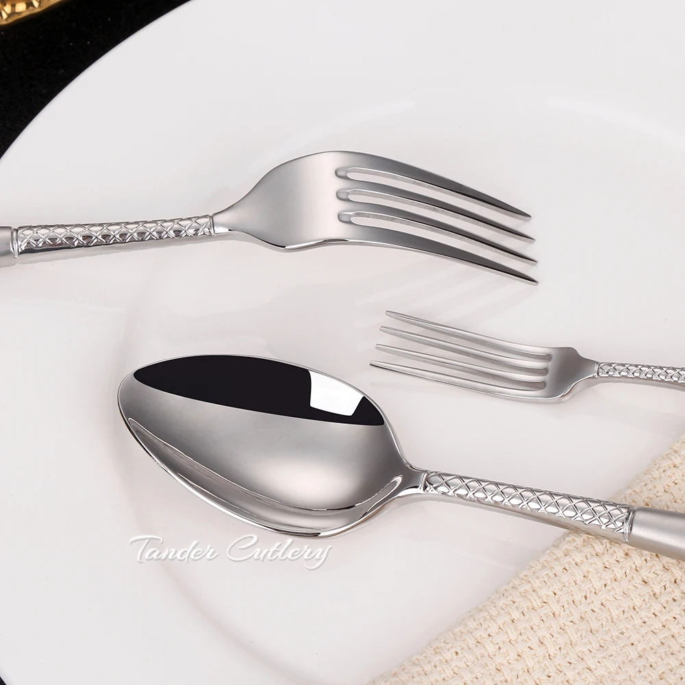 
 Роскошный набор столовых приборов Santin из нержавеющей стали с серебряным и золотым покрытием, свадебный набор столовых приборов в Королевском Стиле  