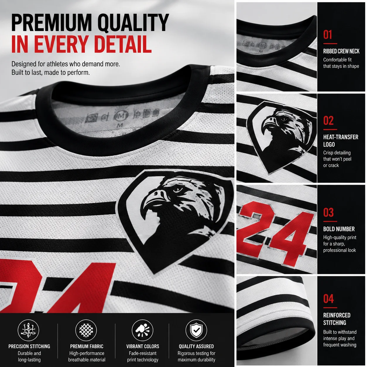 Custom Football Jersey Sublimated Quick Dry Breathable Polyester Striped Soccer Uniform OEM Wholesale with Team Logo