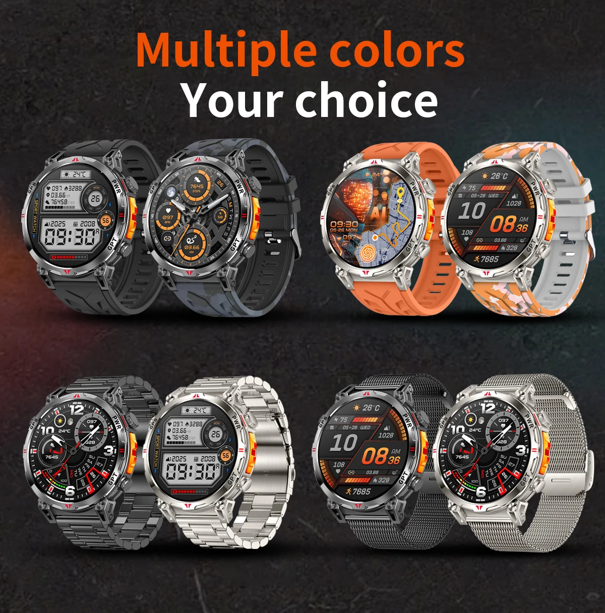 product supports ai voice assistant chat gpt sport smartwatch heart rate recording fitness exercise modes gps tracking waterproof-11