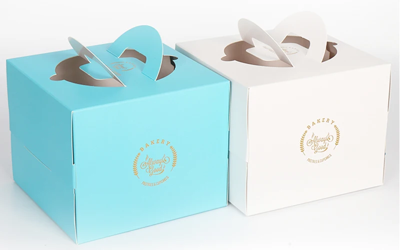 Baking Packaging Cardboard Cake Paper Box Wedding Dessert Loaf Hard Card Cake Box with Handle