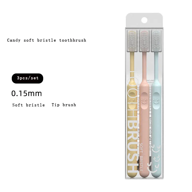 Cartoon Design 3Pcs Adult Toothbrush Set Safe Soft Nylon Bristles with PP Handle & Tongue Cleaner for Home Travel Use