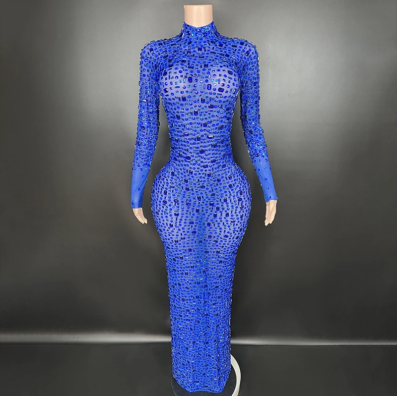 navy blue new years dress Navy Blue Long Prom Dress with Gold Sequins