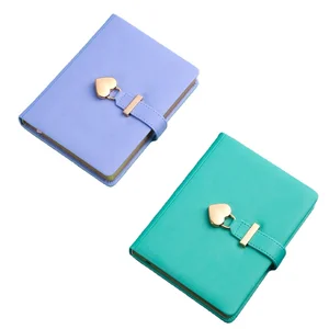 A5/A6 Daily Notebook Journal  Office Supplies Stationery Heart Lock Leather Hardcover PU Printed Notetaker's Dream Diary