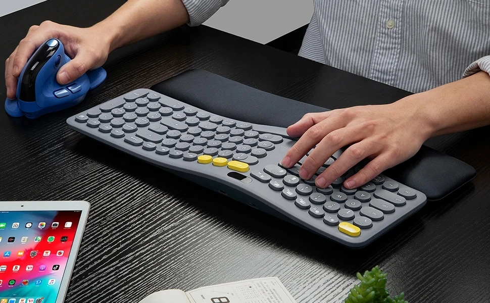 Delux GM903 Black Wireless Ergonomic Keyboard with Wrist Rest ...