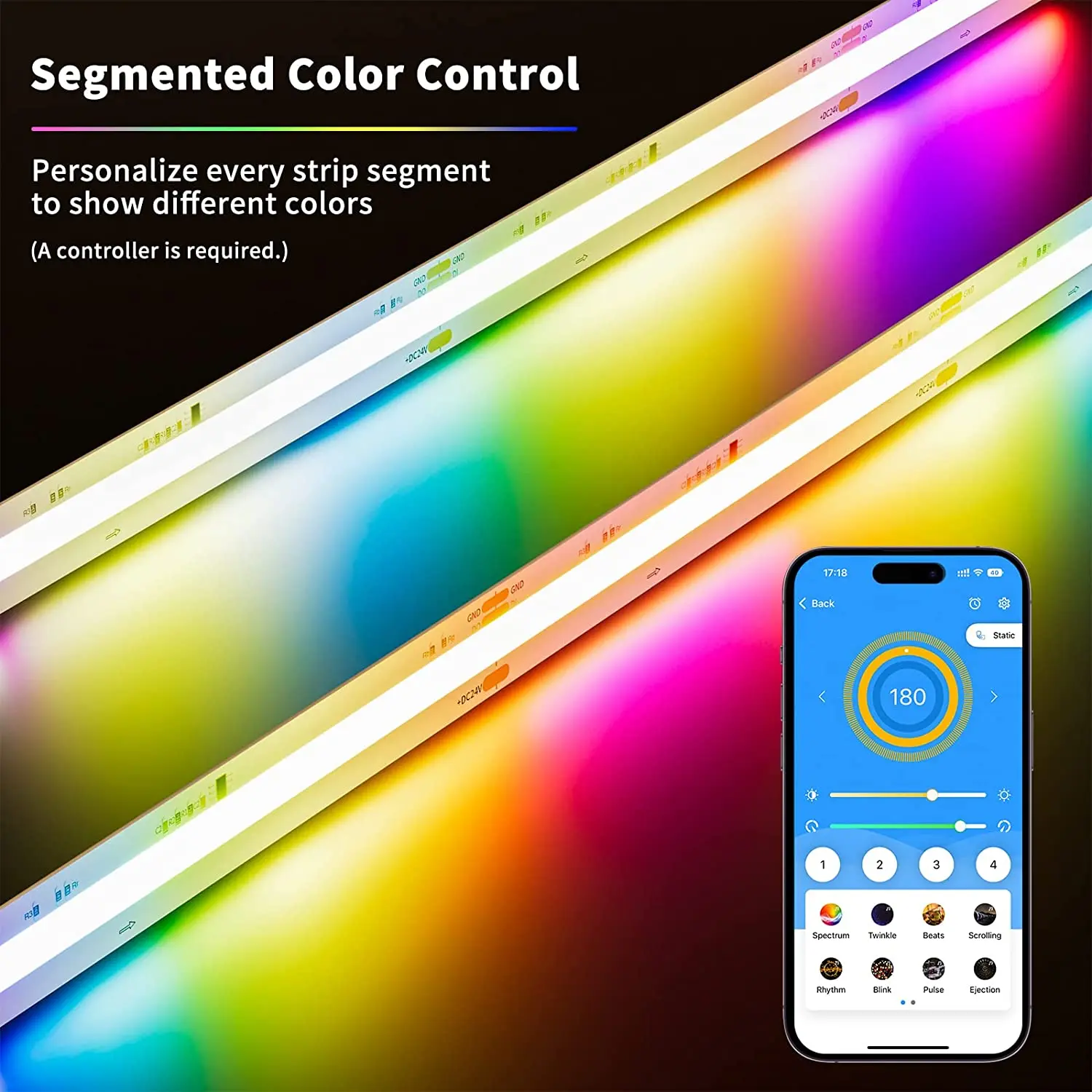 Addressable Magic Digital Dotless COB Stripe Tape 12V 24 12mm 720Leds 720 Chips Pixel Silicone Flex RGB Smart Led Strip Lights