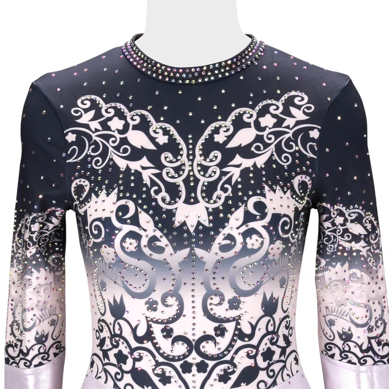 Sublimated Colorful Gymnastics Practice Wear Leotards for Girls Gymnastics Clothing Children Gym Leotards Rhinestone Adult