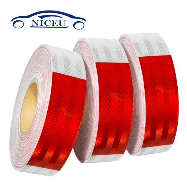 HIGH QUALITY RED/WHITE CHEQUERED REFLECTIVE TAPE 50MM WIDTH 7 LENGTHS 