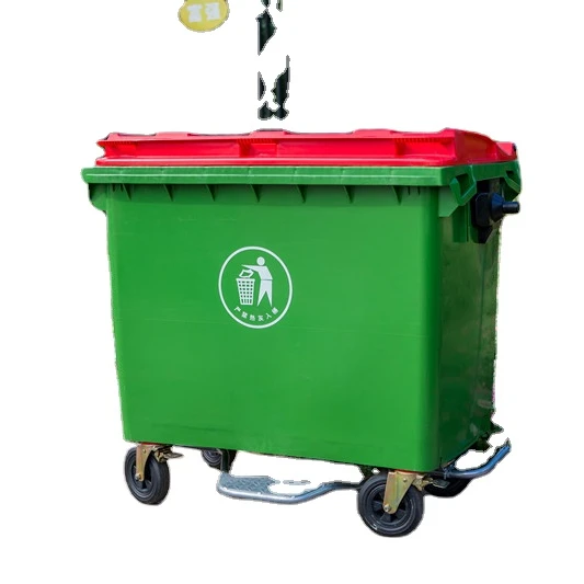 HDPE trash bin 660L plastic dustbin garbage container waste bin with 4 wheels