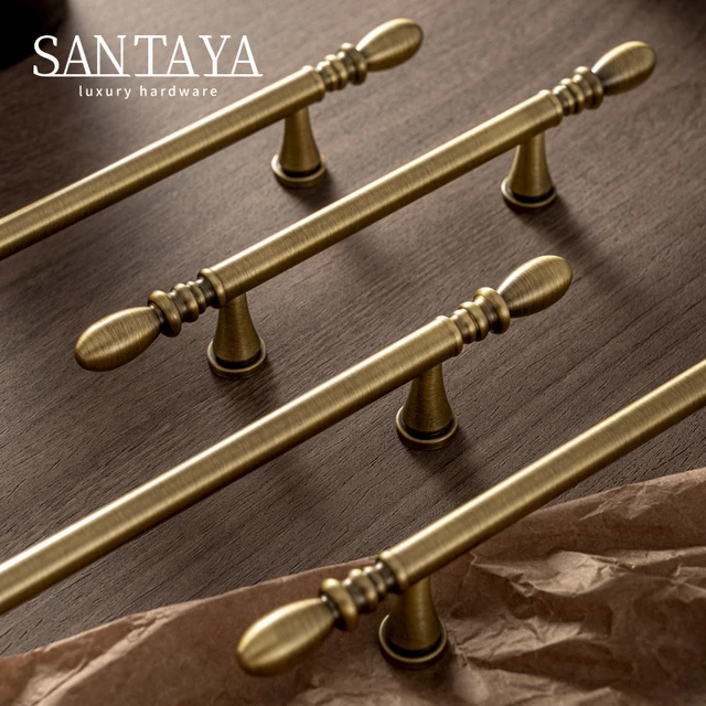 Brass Furniture Water Droplets Handle Luxury Bronze Handles for Cabinets and Drawers Knob Long Vintage Kitchen Cabinet Pull