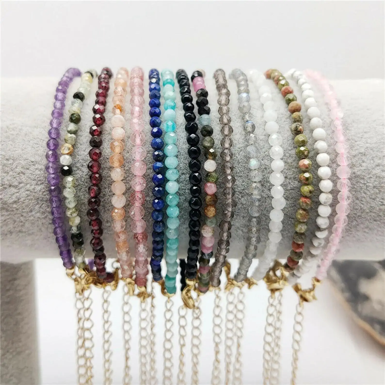 小さな癒しのクリスタル天然石ビーズブレスレットカスタム3mm