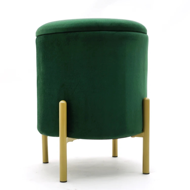 Luxury Round Foot Stool Velvet Lounge Chair Ottoman Green Velvet Stools Home Stool Ottoman