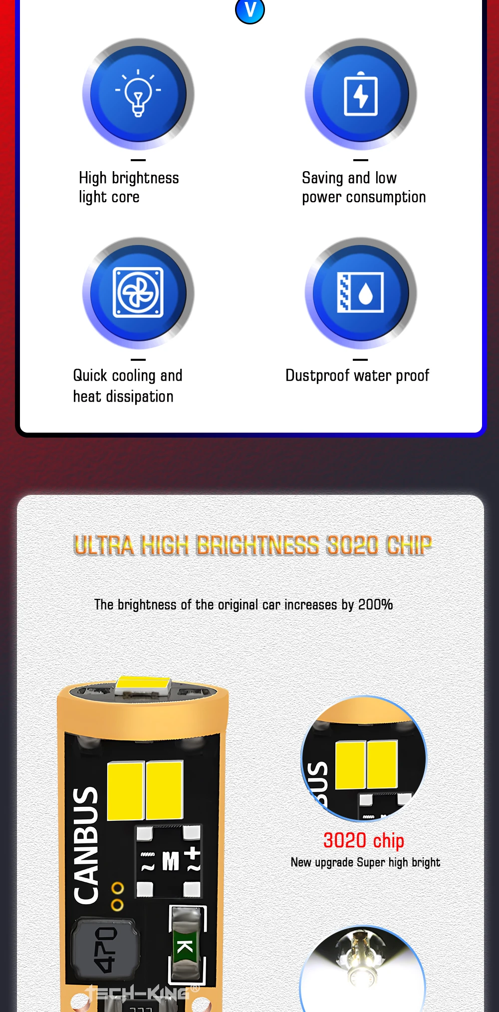 Canbus Automotive T10 LED 194 168 W5W Error-Free Light Bulbs for Hilux Mini Explorer Car License Plate Dome Map 2.5W Power Bulb