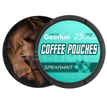Custom Nootropic Energy Pouches Vitamins B12 Enhances Focus Natural Caffeine Spearmint Coffee Pouches