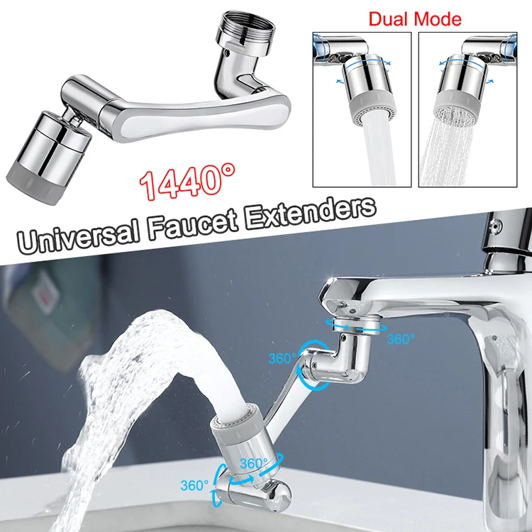 Faucet Splash Head Universal 1440 Degree Swivel Rotation Extender