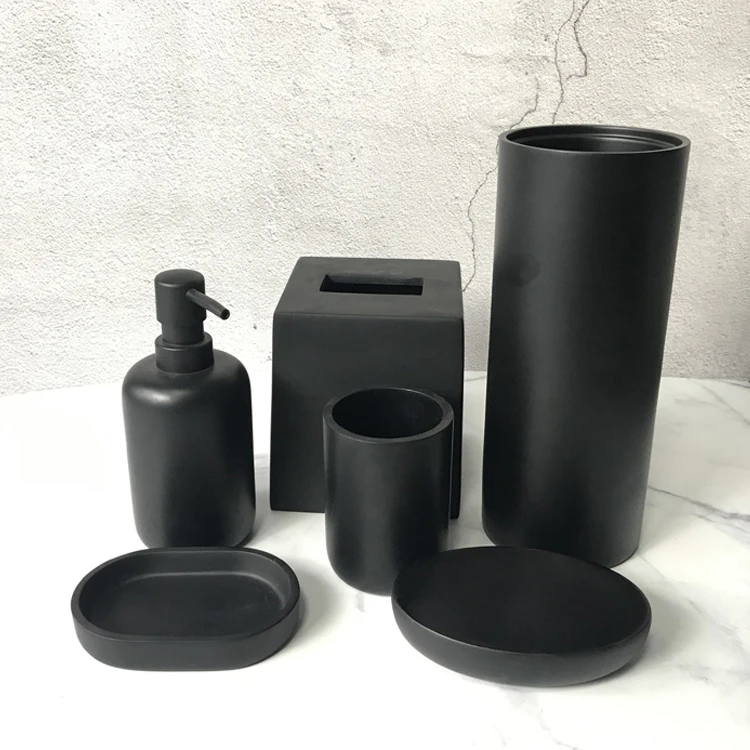 Matte Black Luxury Bathroom Accessories Set for Hotels