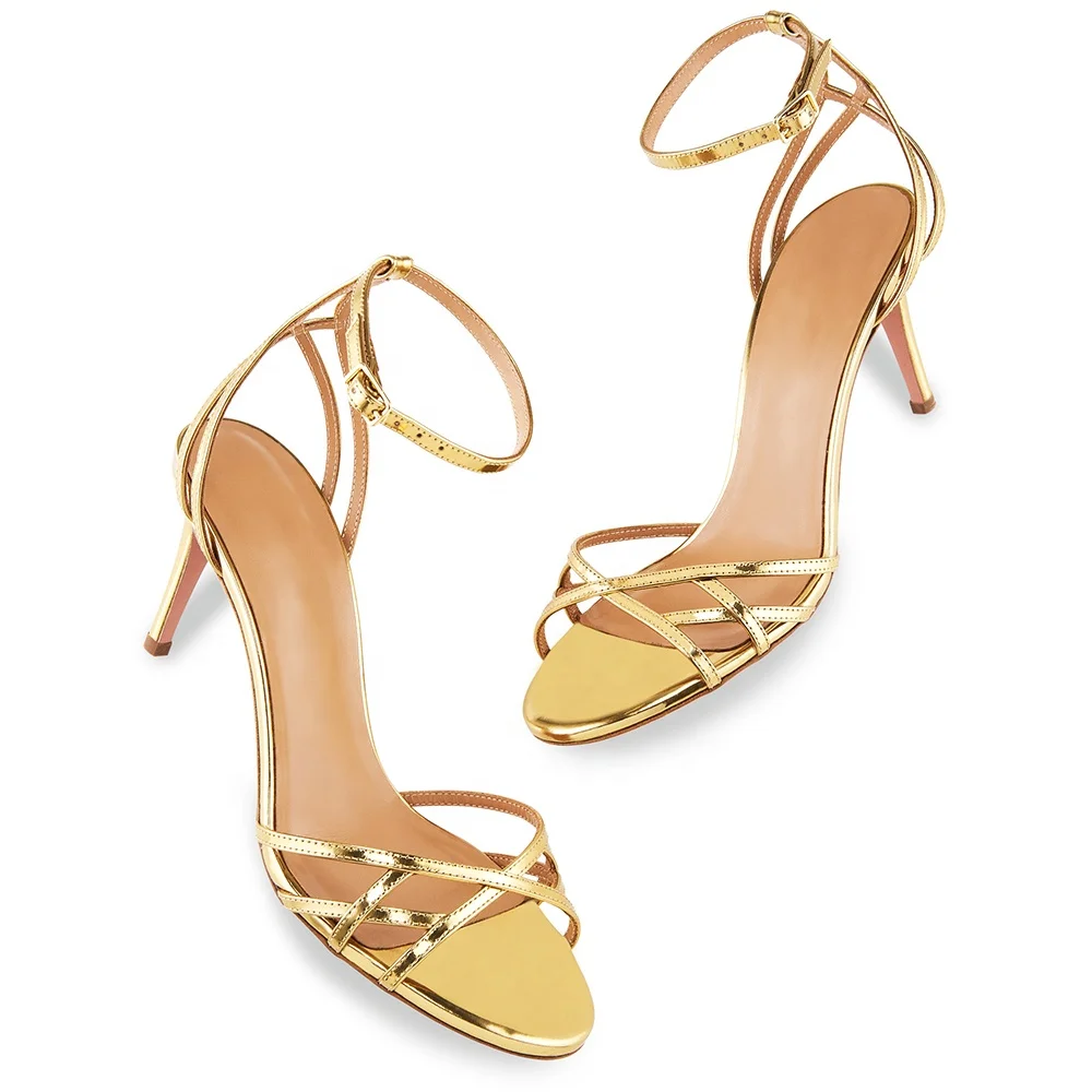 Bridesmaid Inch Golden High Heels Elegant Wedding Sandals
