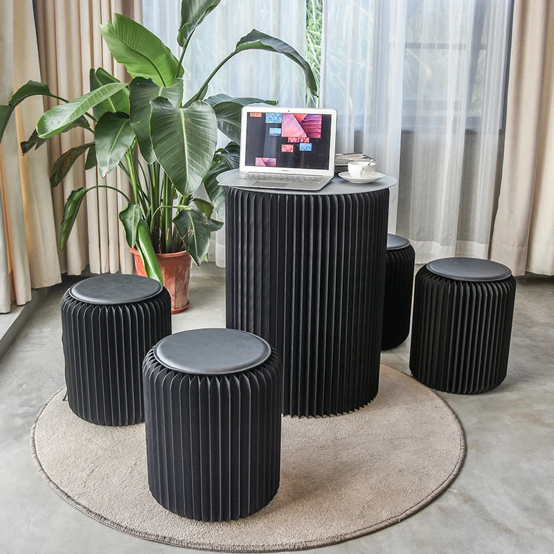 Ihpaper 75cm Accordion Kraft Paper Folding Round Table