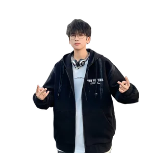 Polyester/Cotton Boys' Autumn Hoodie Custom Printed Full-Zip Puff Sleeve Breathable Quick Dry 10-20 Years Old Casual