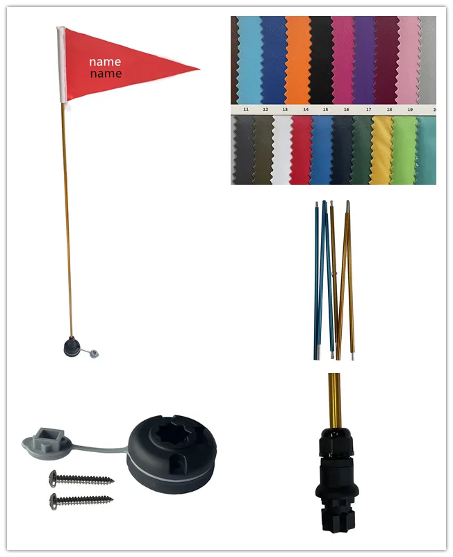 3 Section Folding Aluminum Pole Kayak Flags Universal Kayak Canoe