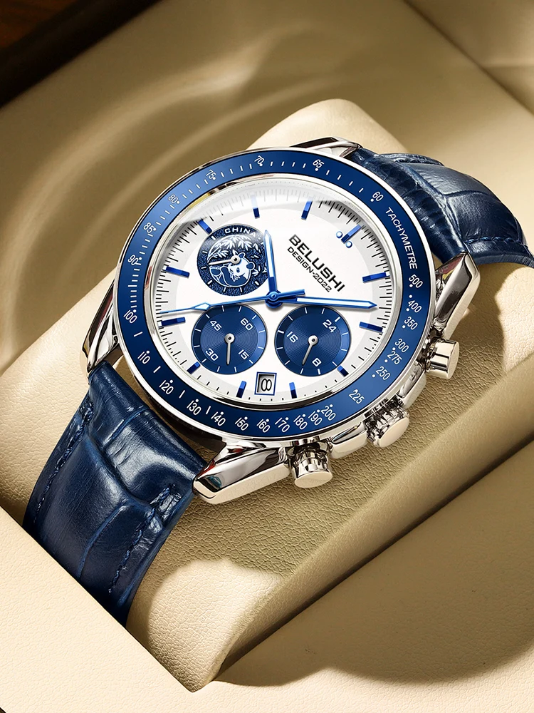 Business Luxury Round Top Brand Luxury Chronograph Calender Genuine ...