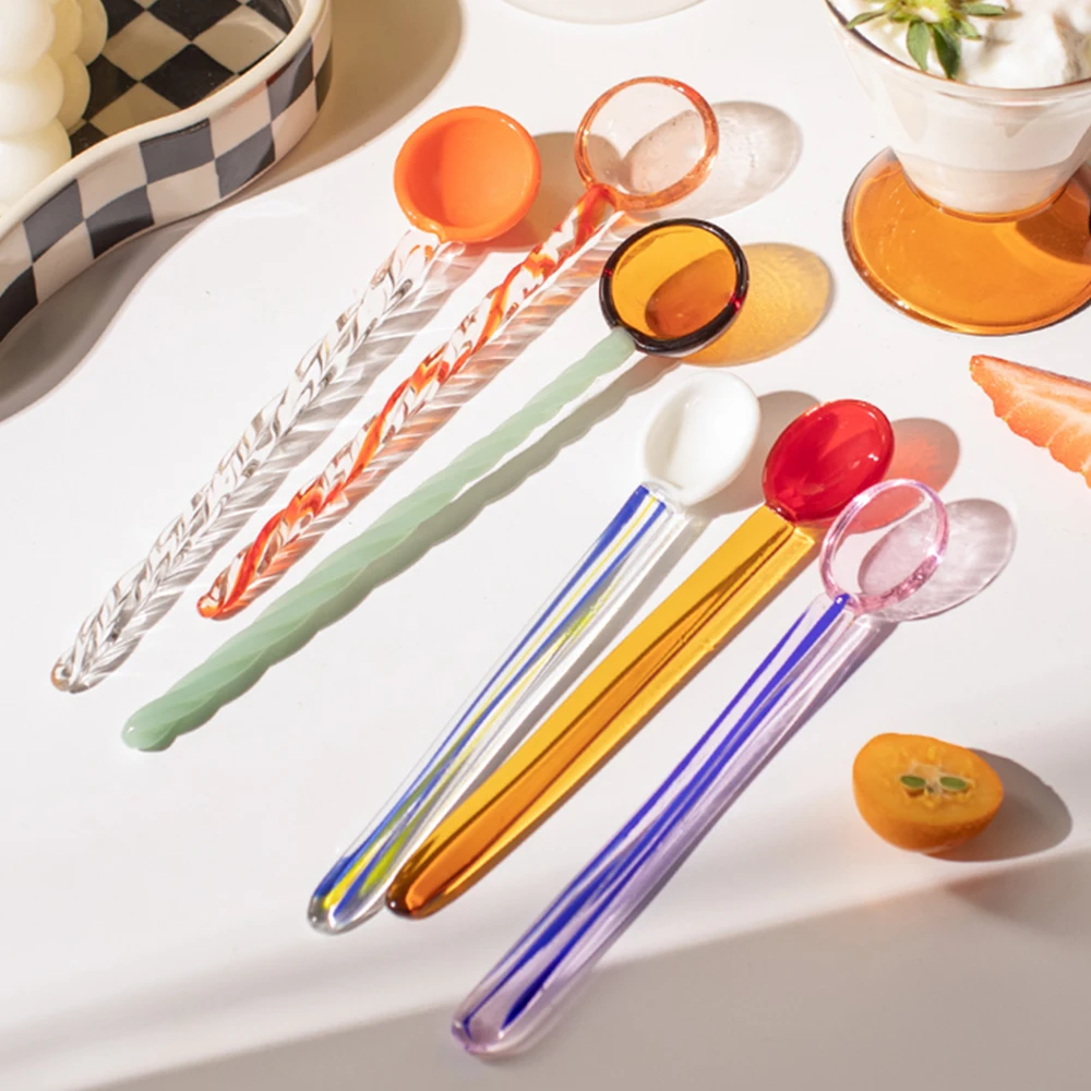 Cuillère à Latte En Céramique à Long Manche (10 Cm) - Pour Café, Thé, Desserts - Design élégant