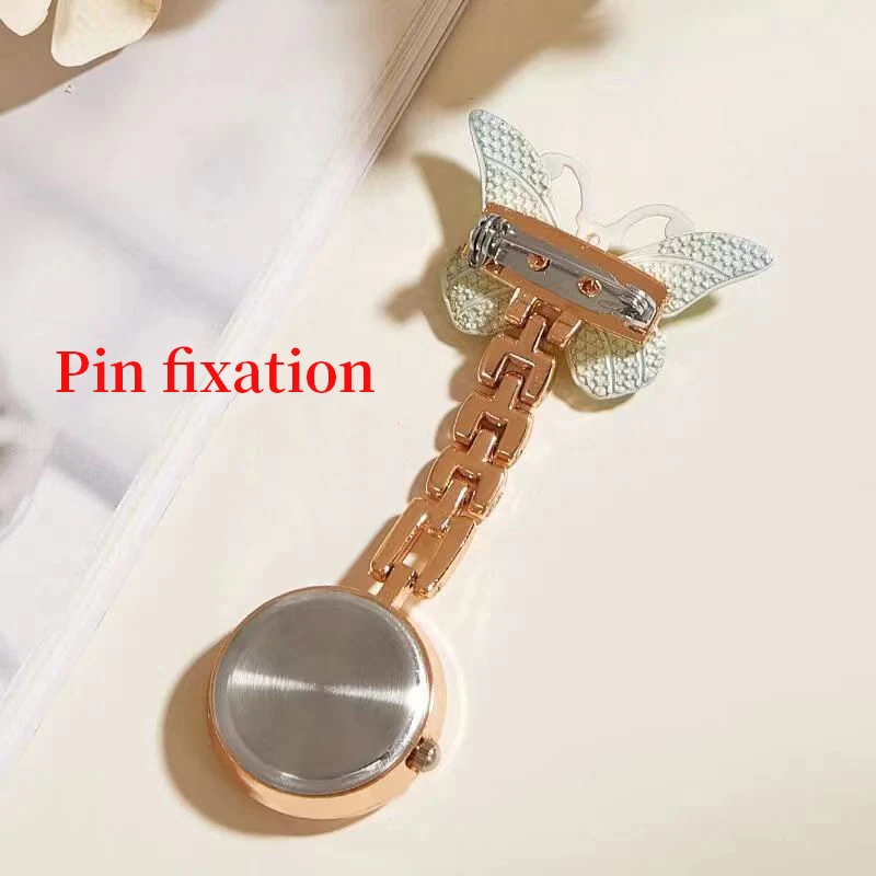 Butterfly Colorful  FOB Quartz Movement Nurse Brooch  Pocket Fob Watches Breast Nurse Watch Clip Nurse Pocket Doctor Watch