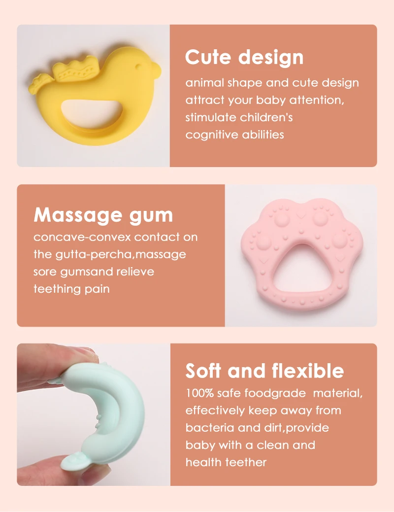 Jwx Custom Silicone Chewable Toys Baby Teething Toys Teether Sensory