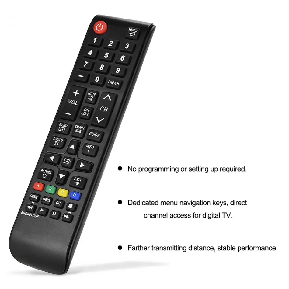 Universal BN59-01199F LED Smart TV Remote Control Replacement For Samsung TV Accessories with smart hub button