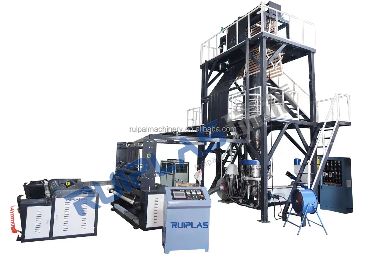 Ruiplas High Output Shopping Bag Die Extrusion Line Mono Layer Nylon HDPE Polythene Film Blowing Machine