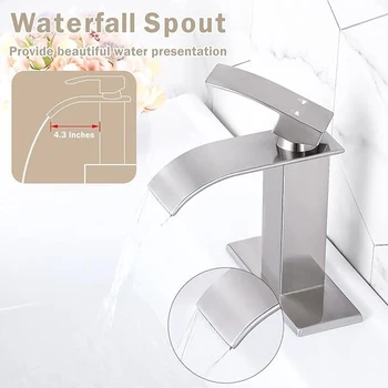 European style stainless steel brushed basin mixer faucet waterfall hot cold bathroom water tap