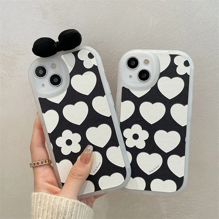 New Girl Aesthetic Love Heart Pink Bow-knot Cute Phone Case Back Cover For  Huawei Iphone 13 Pro Max - Buy Luxury Phone Case For Iphone 11 12 13