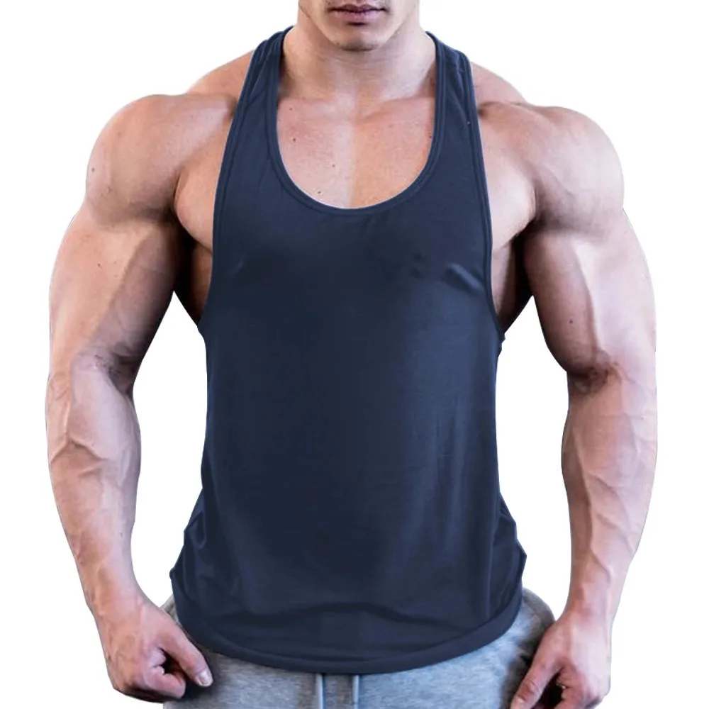 Wholesale Mens Tank Top Custom Logo Polyester Workout Gym Y Back Mens ...