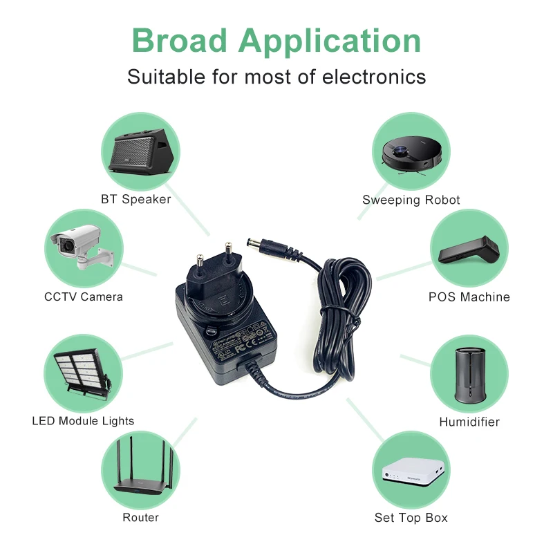 Interchangeable plug 12V 1A Power Supply Adapter