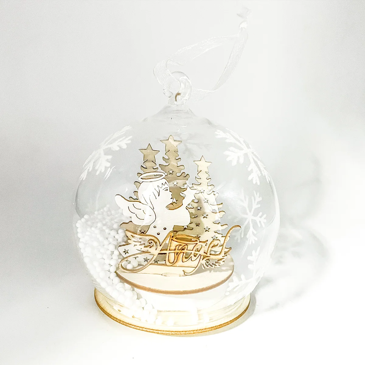 Custom clear mini xmas wholesale hand blown glass christmas and ball & tree hanging decorations ornaments personalized for home