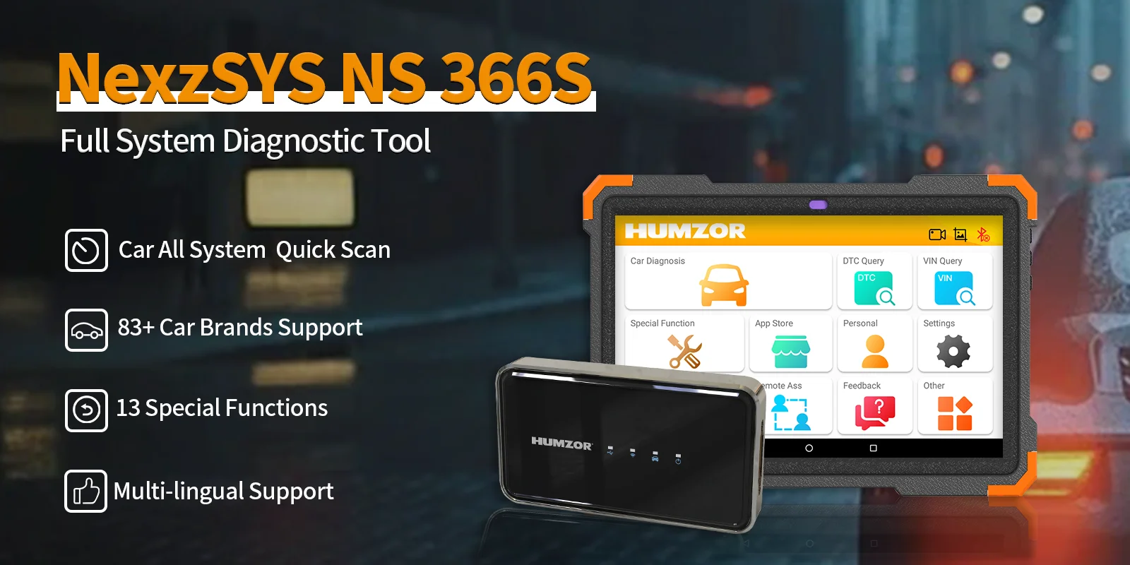 Humzor NexzDAS Pro 9.6inch Tablet Full System Bluetooth Scanner with  IMMO/ABS/EPB/SAS/DPF/Oil Reset