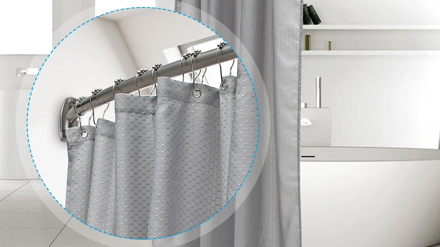 Curved Shower Curtain Rod 304ss Drill Scalable Adjustable Arched Shower