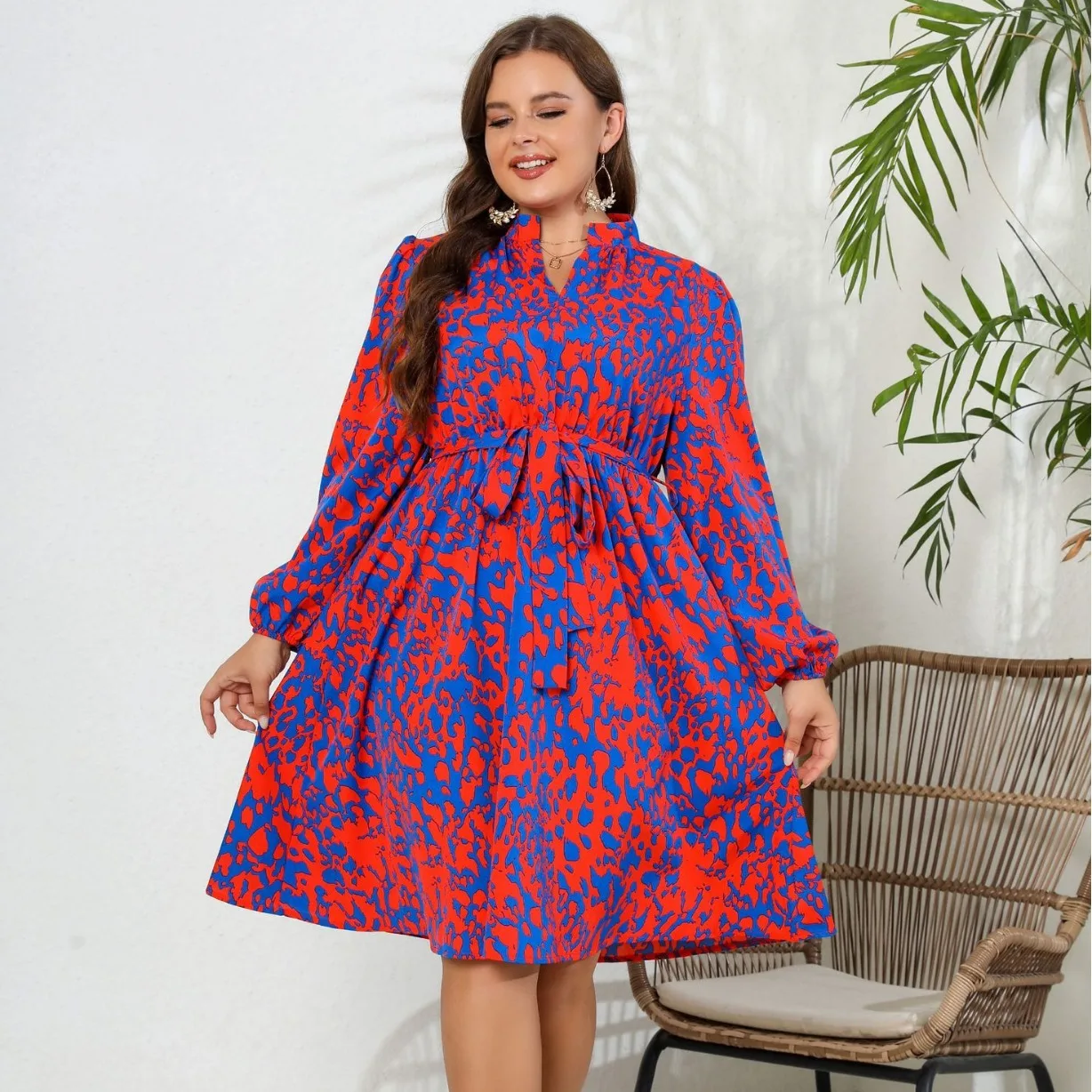 casual dress elegant floral Elegant Floral Print Mid-Length Dress for Women
