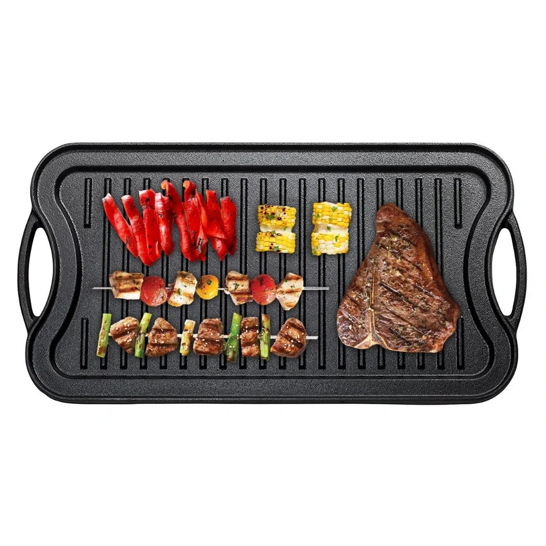 Barbecue Tool Non Stick Double Sided Cast Iron Griddle Pan Bbq Grill Pan Double Rectangular Cast 