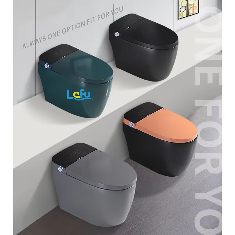 Matte Orange Gray Color Automatic Flush Wc One Piece Ceramic Bathroom Smart Intelligent Toilet