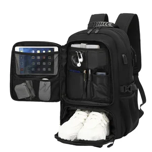 High Quality 17\" USB Charging Laptop Backpack Water Resistant High Capacity with Shoes Compartment TSA Friendly for Travel