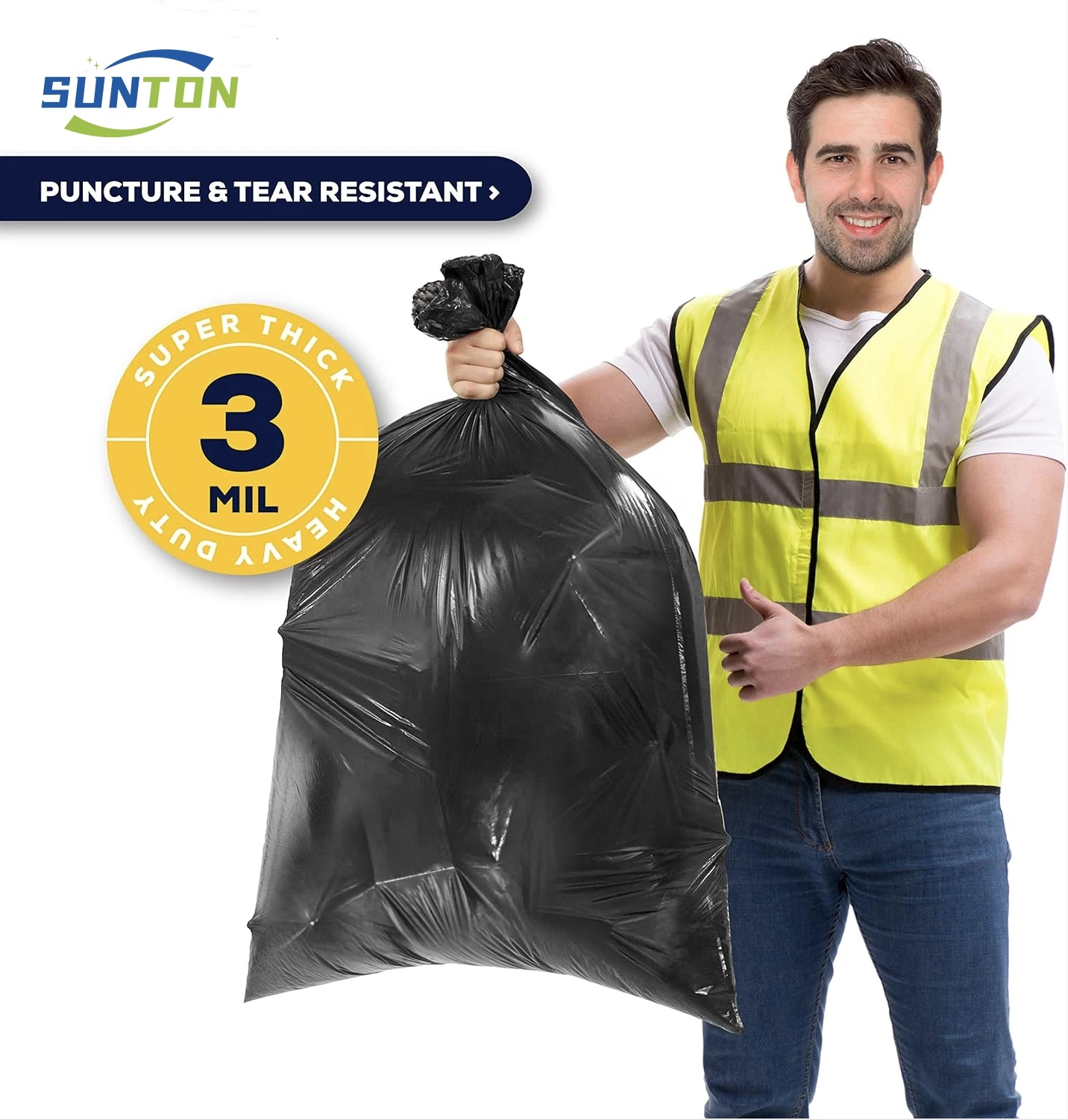 Biodegradable Rubbish Large Compostable Black Heavy Duty 40 55 60 95 Gallon Big Size Thick Plastic Trash Garbage Bag