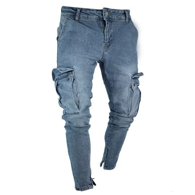 Pantalones vaqueros para hombre, Pantalón Cargo con bolsillo