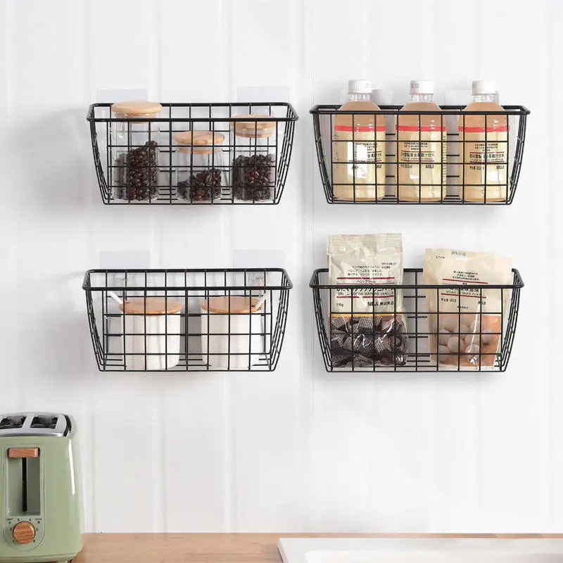 4 Pack Wire Storage Basket Durable Metal Basket Pantry Organizer Storage Bin Baskets For Kitchen Cabinet