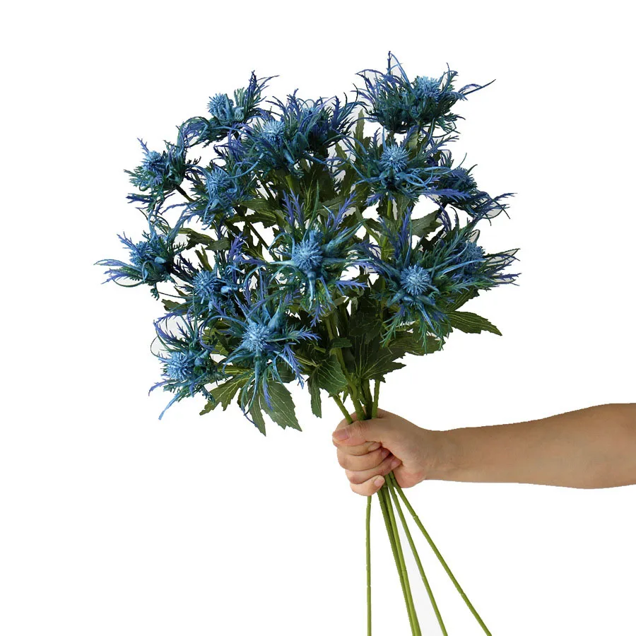 Eryngium Cardo 'Azul/Verde' 67cm Pack 6 Tallos Artificial Flores De Seda  Calidad y confort Compras en línea para la moda Compre solo auténtico  