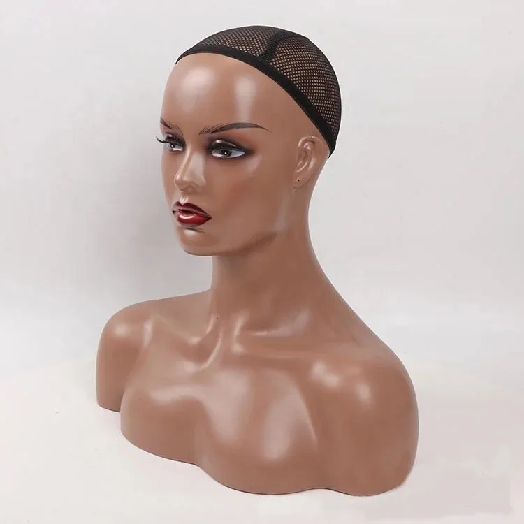 Mannequin Head With Shoulders Female For Wig Display African American