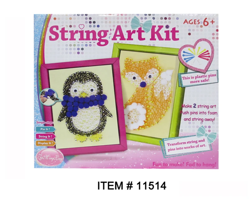 Wonderful Gift Arts & Crafts for Kids DIY Toys Hand Makes 3 Large Foam Canvases Educational String Art Kit