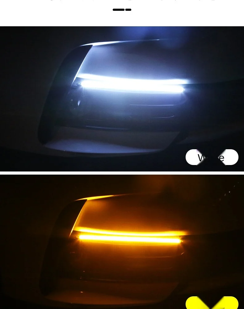2pcs Auto Led Drl Daytime Running Light Strip With Yellow Turn Signal
